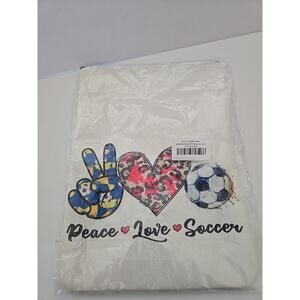 Make Up Bag Book Bag Canvas 'Peace - Love - Soccer' - Extra Pocket
